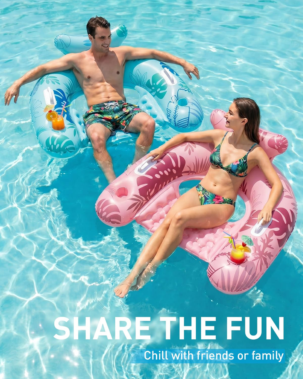 Inflatable Pool Floats with Cup Holders O149