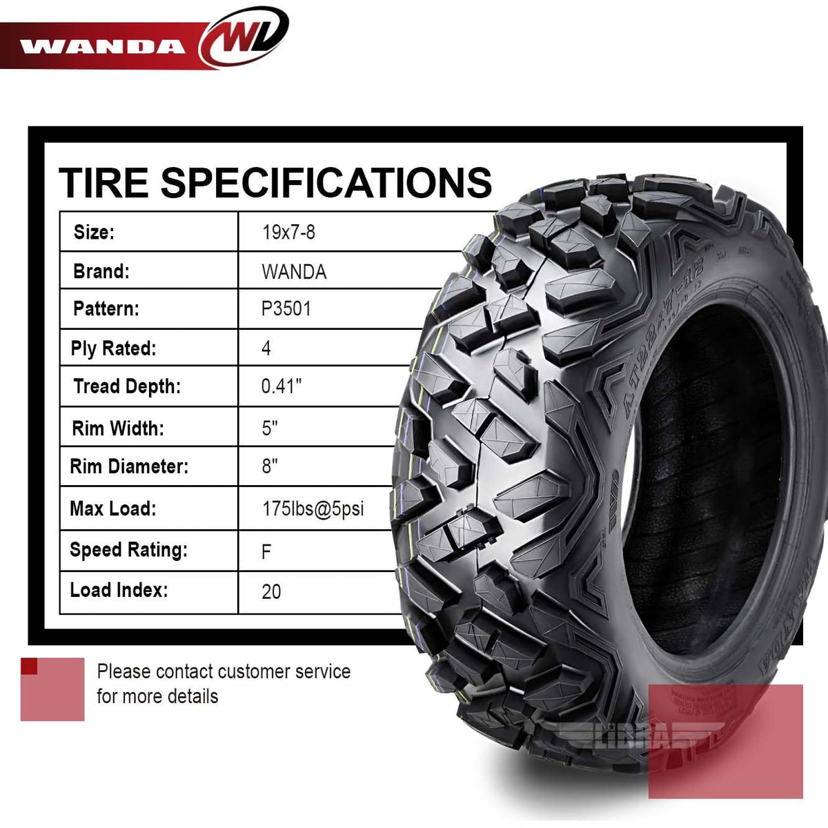 19x7-8 ATV Tires Set 2 Y688