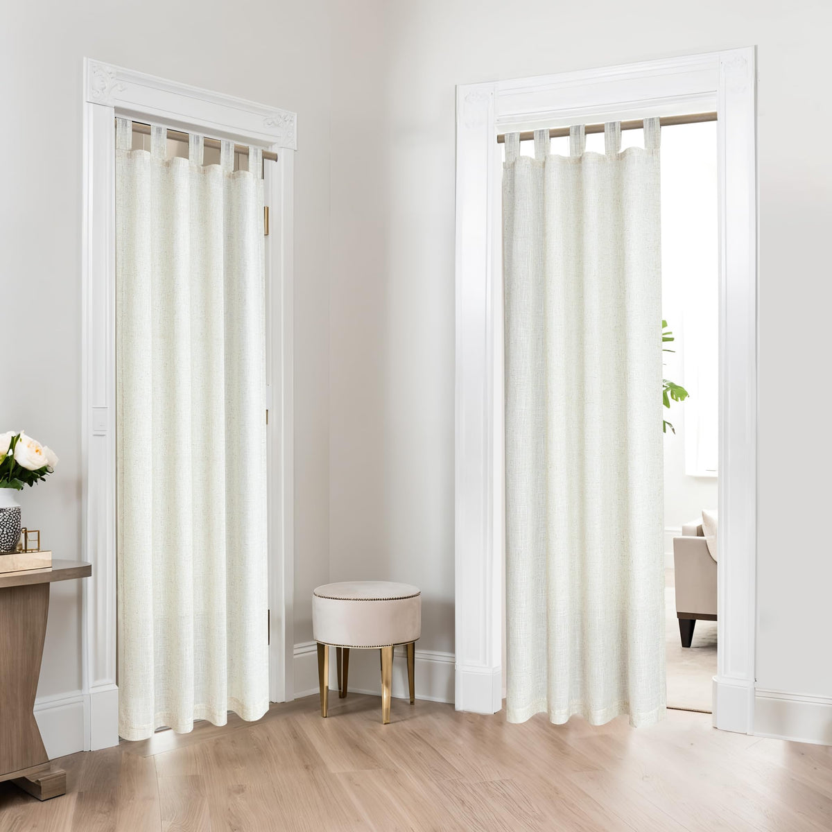 78 Inch Sheer Linen Curtains, 52" W x 78" L 2 Panels Set, Cream E717