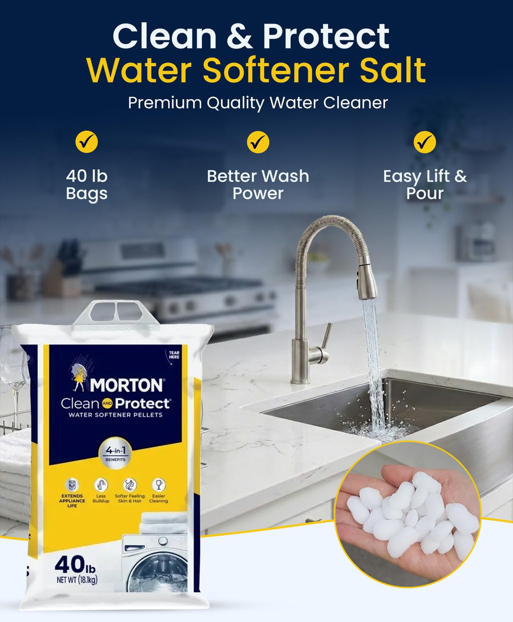 Water Softener Salt Pellets 40 lb 6 Pack D417597