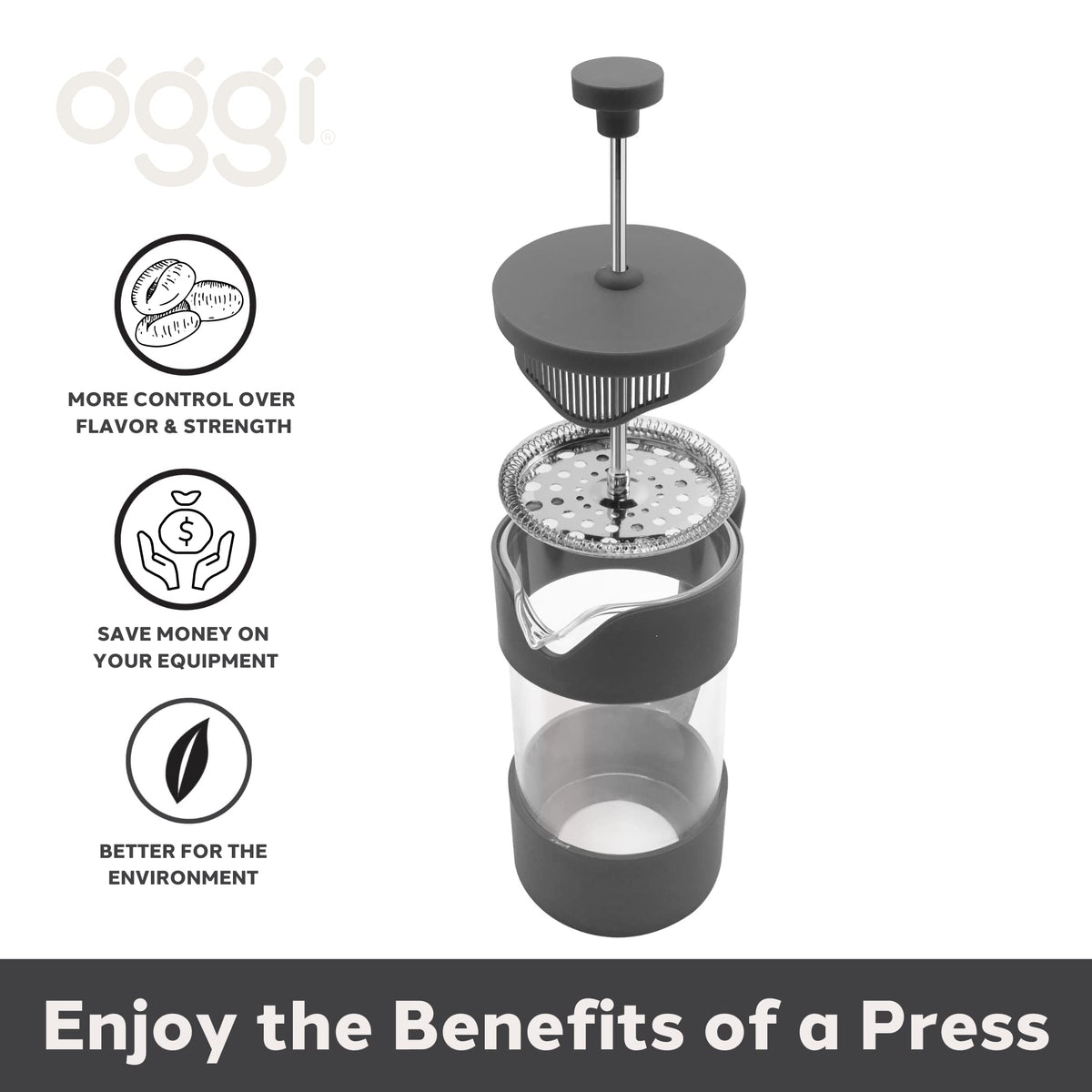 12oz Borosilicate Glass French Press Coffee Maker D46865