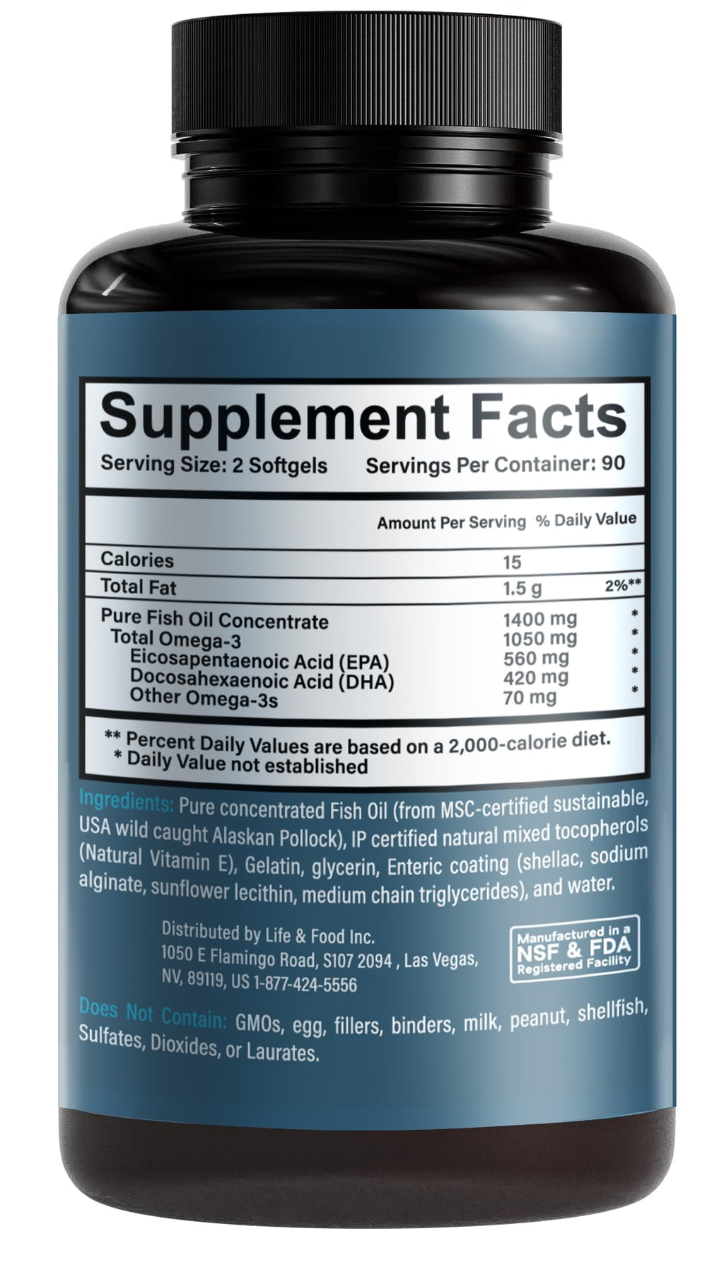 1400 mg Wild Alaskan Fish Oil 180 Softgels G83926