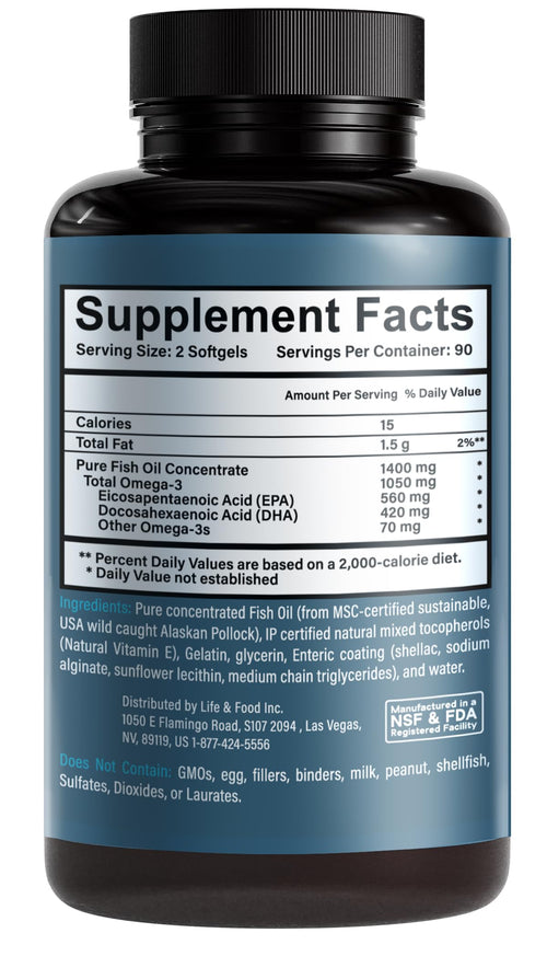 1400 mg Wild Alaskan Fish Oil 180 Softgels G83926