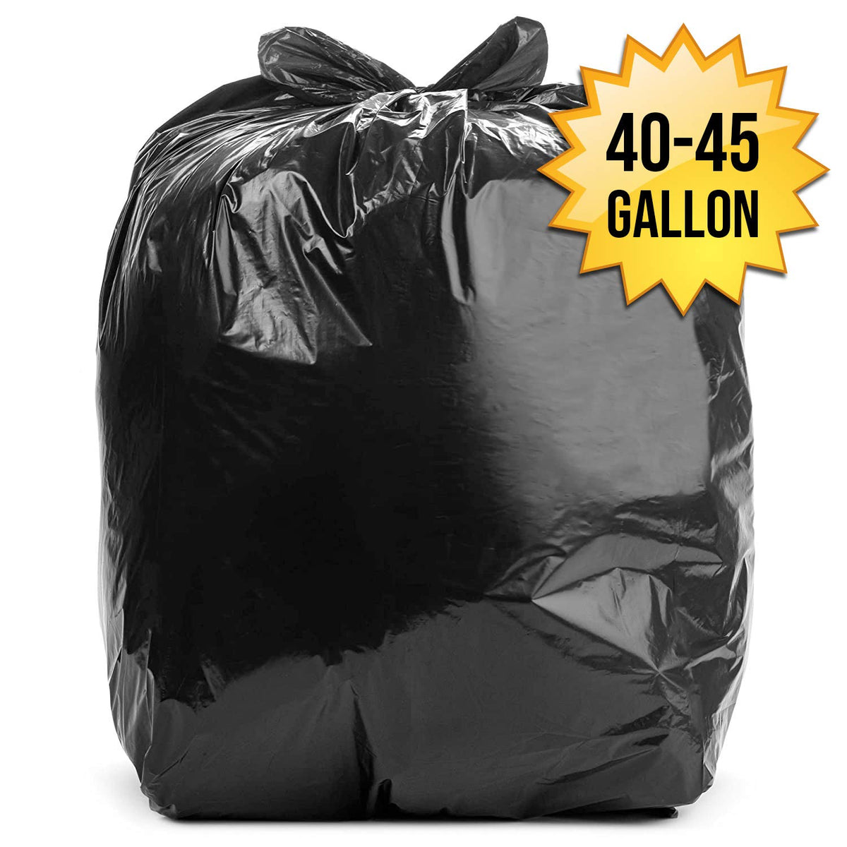 Black 40-45 Gal Trash Bags, 1.5 MIL, 100 Pk B8490