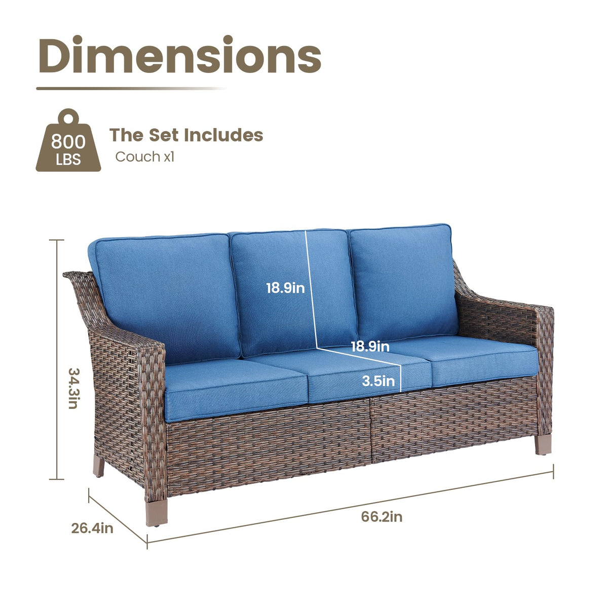 Brown PE Wicker Outdoor Sofa J493418