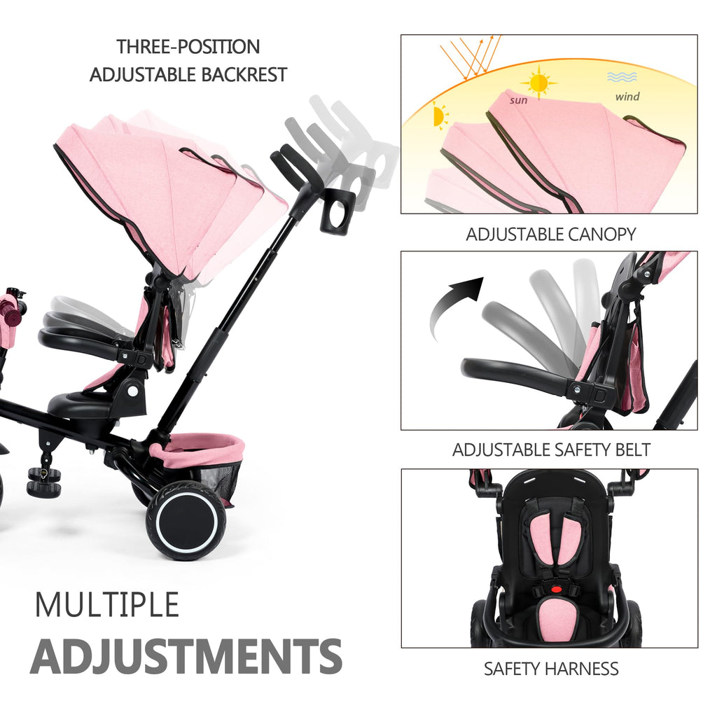 8 in 1 Toddler Tricycle with Push Handle U7549