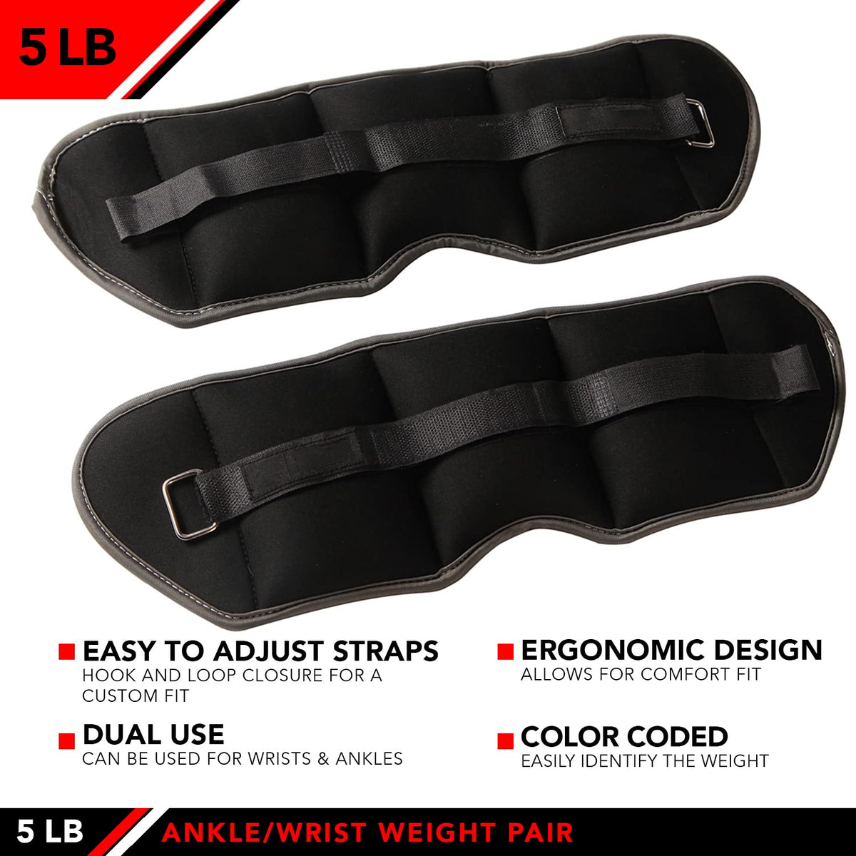 Ankle Weights Pair Set of 2 Adjustable Straps I465