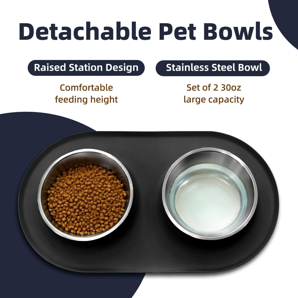 Stainless Steel Cat Food Bowls with Non-Slip Mat, 1.5 Cups Each E43285