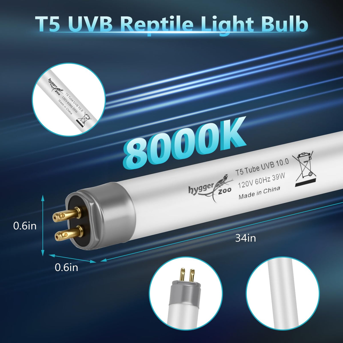 3-Pack UVB Reptile Light 10.0 Bulb 39W T5 Fluorescent D232370