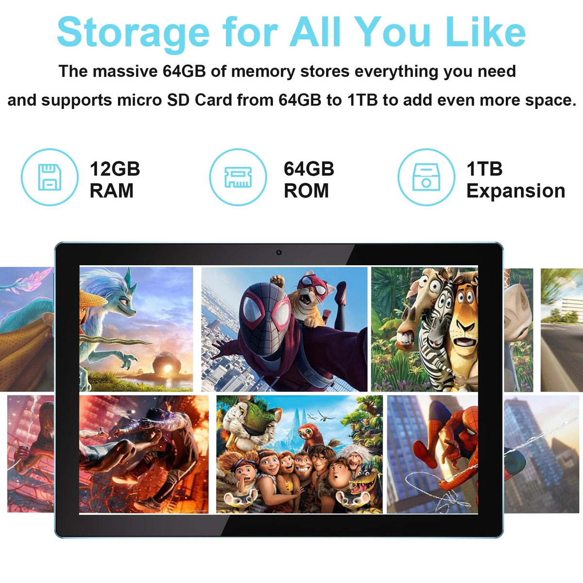 10 Inch Android Tablet 64GB 12GB RAM 6000mAh WiFi-6 K767