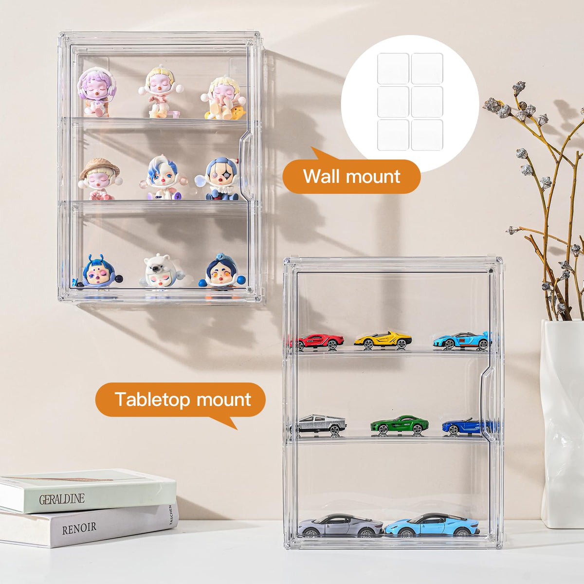 3 Tier Clear Acrylic Display Case with Magnetic Door G83134