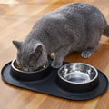 Stainless Steel Cat Food Bowls with Non-Slip Mat, 1.5 Cups Each E43285