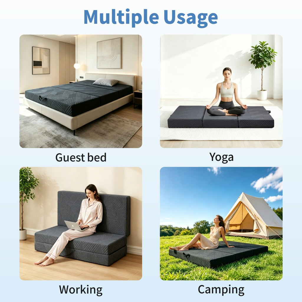 6 Inch Foldable Memory Foam Mattress Queen Size I829529