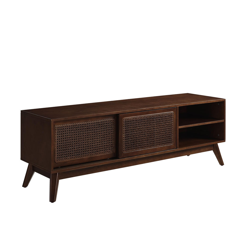 Rattan TV Stand for 65 Inch TV with Sliding Barn Door D34958
