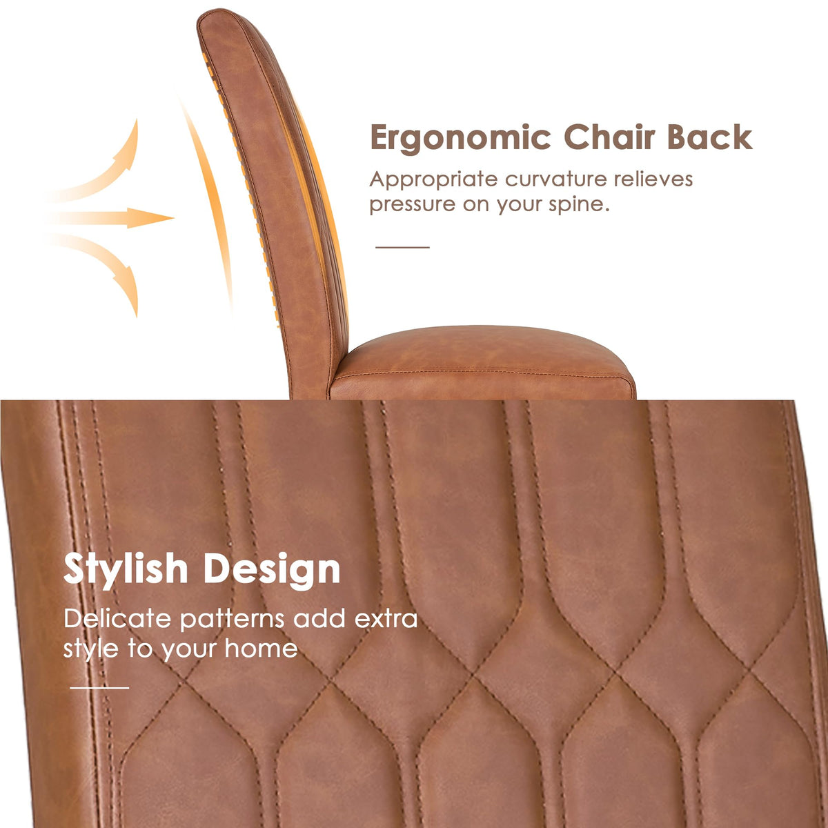 Upholstered Dining Chairs Set of 2 PU Leather Brown W745645