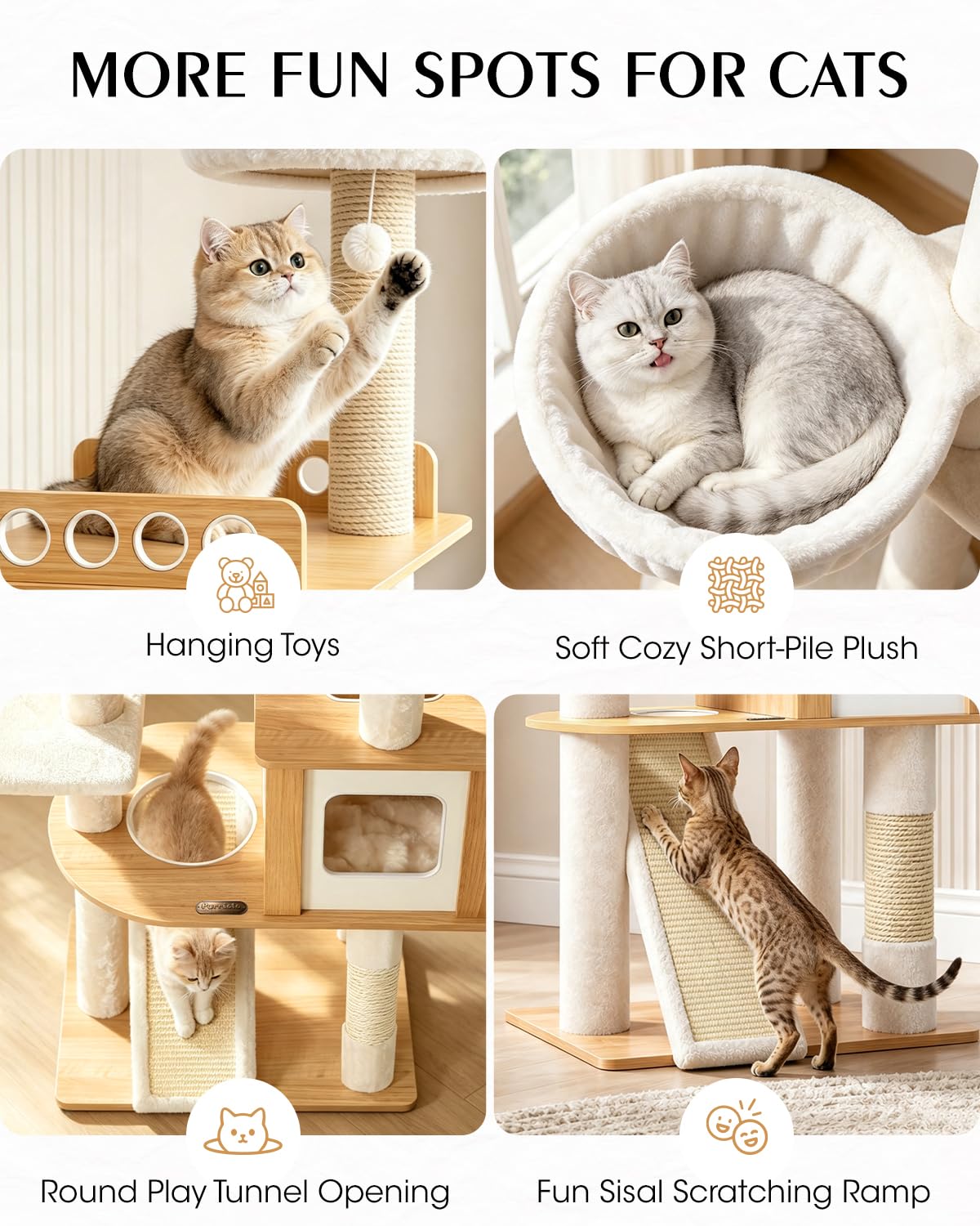 70" Wood Cat Tree for Large Cats Y646