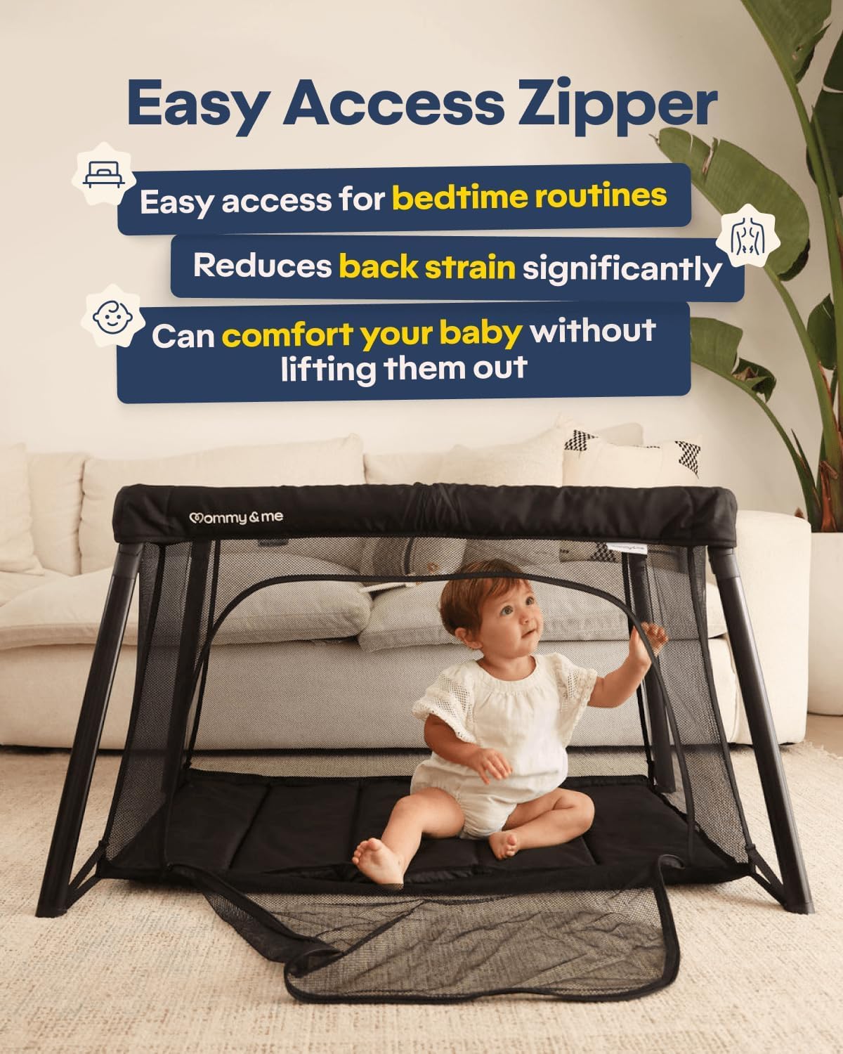 Black Travel Crib L112