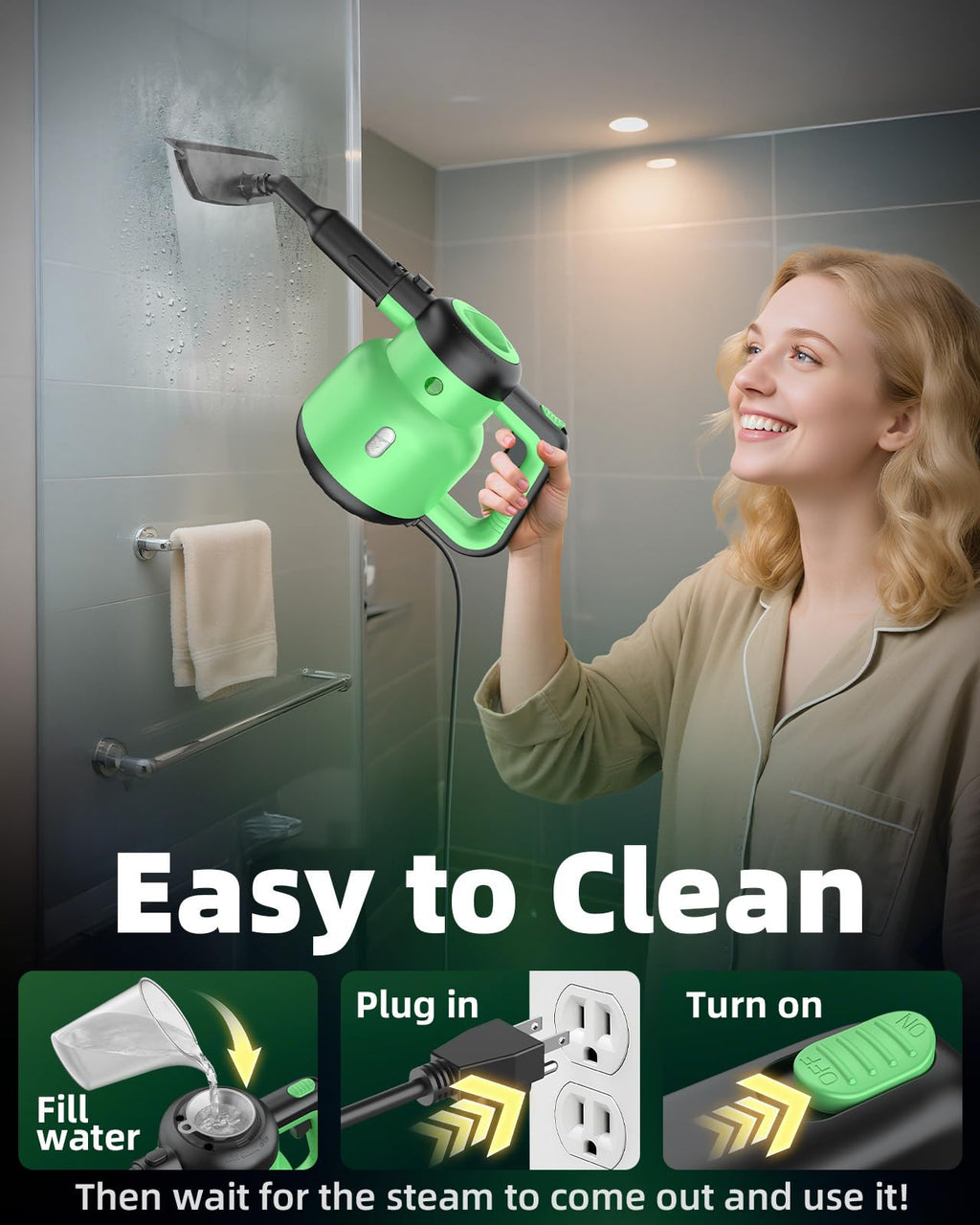 1400W 12-in-1 Steam Mop with Detachable Handheld Steam Cleaner B56168