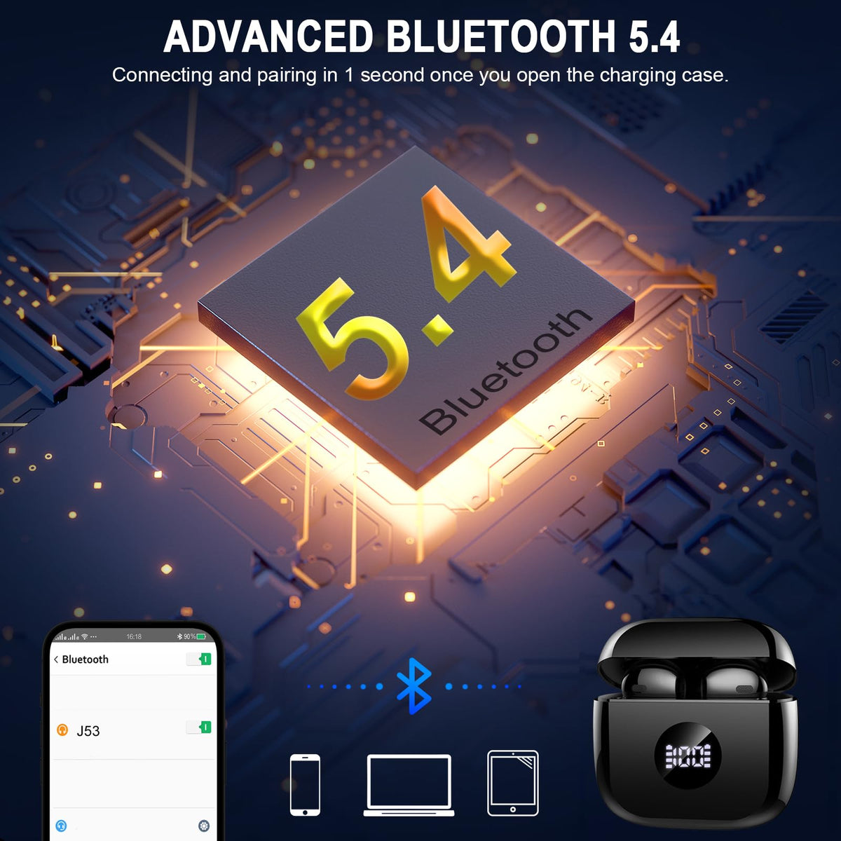 Black and Purple Wireless Earbuds C324471