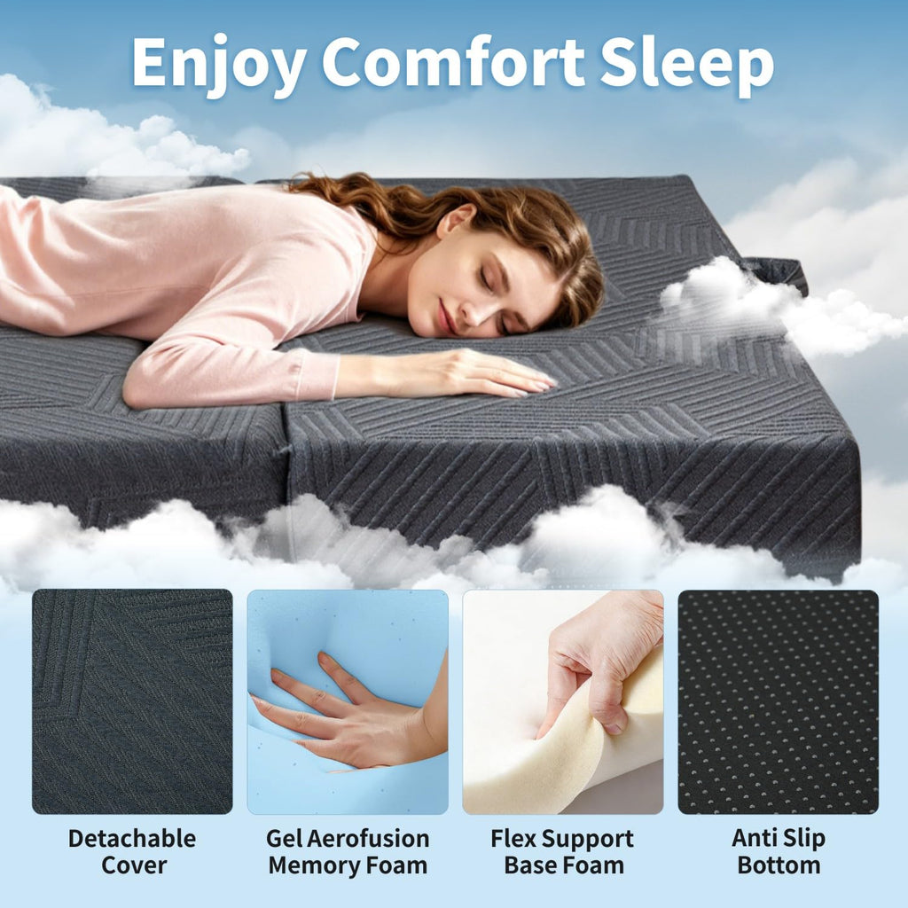 6 Inch Foldable Memory Foam Mattress Queen Size I829529