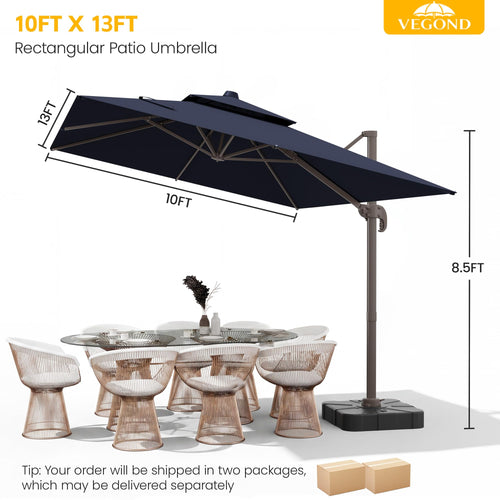 10x13 FT Cantilever Patio Umbrella with Base X98734