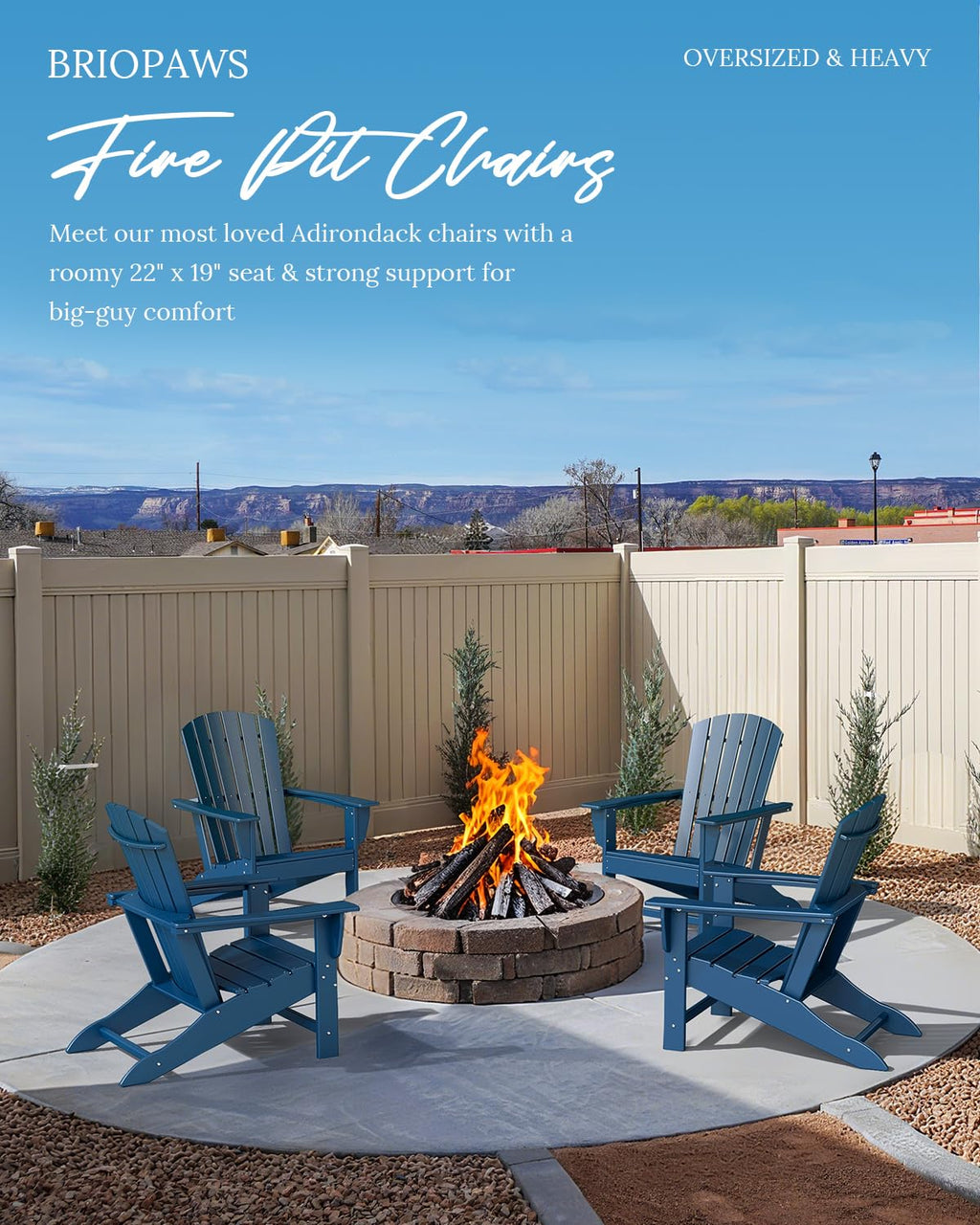 Oversized Adirondack Chairs Set of 2 Blue V654356