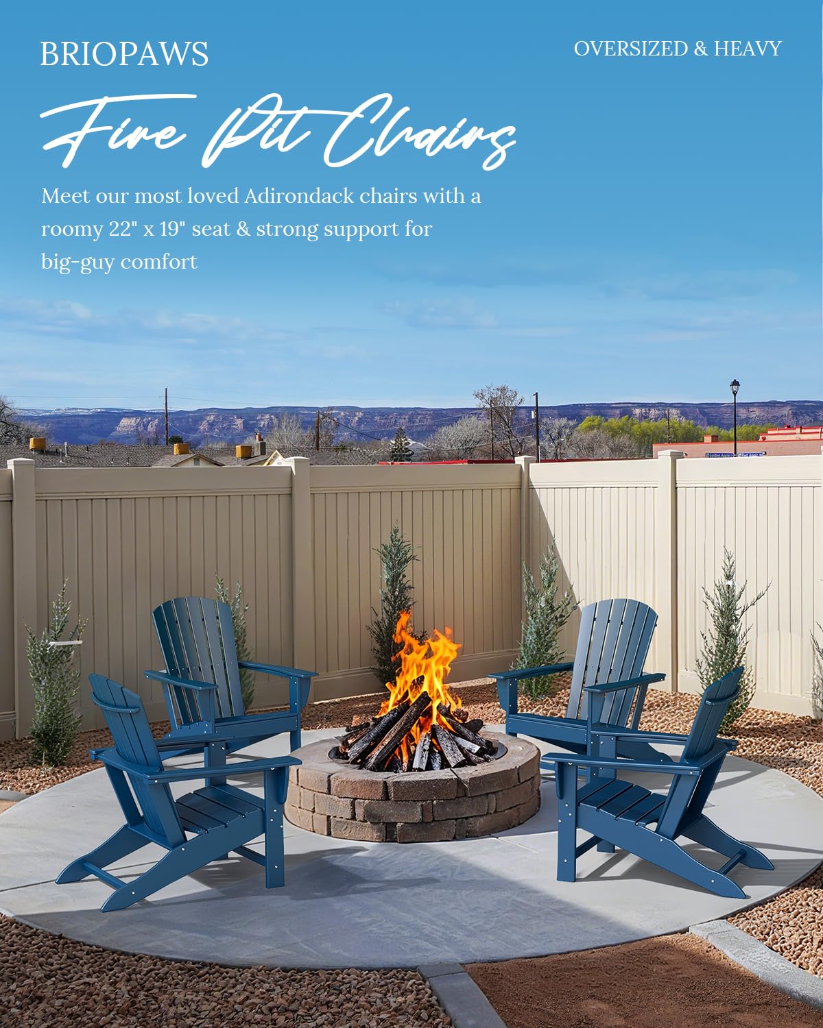 Oversized Adirondack Chairs Set of 2 Blue V654356