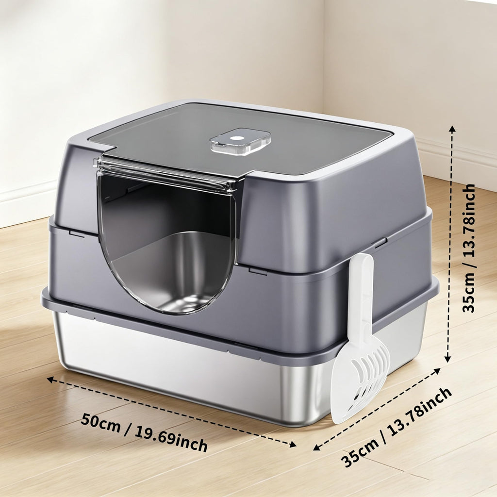 Fully Enclosed Stainless Steel Cat Litter Box A75505