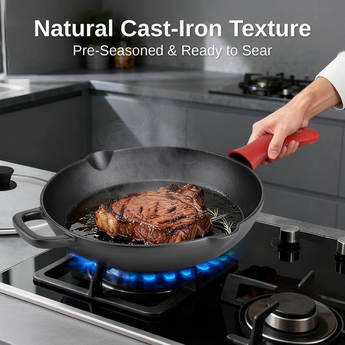 10 Inch Pre-Seasoned Cast Iron Skillet with Lid F680650