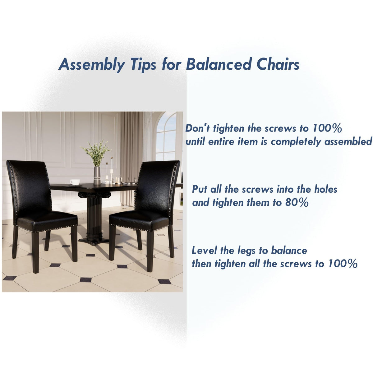 Black Faux Leather Dining Chairs Set of 4 with Wood Legs D686503