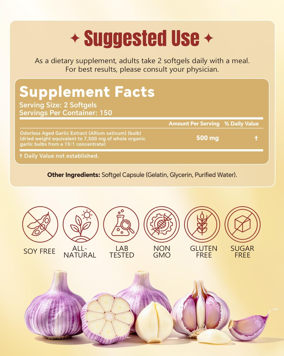 Odorless Aged Garlic Extract Softgels 300 Count G9653