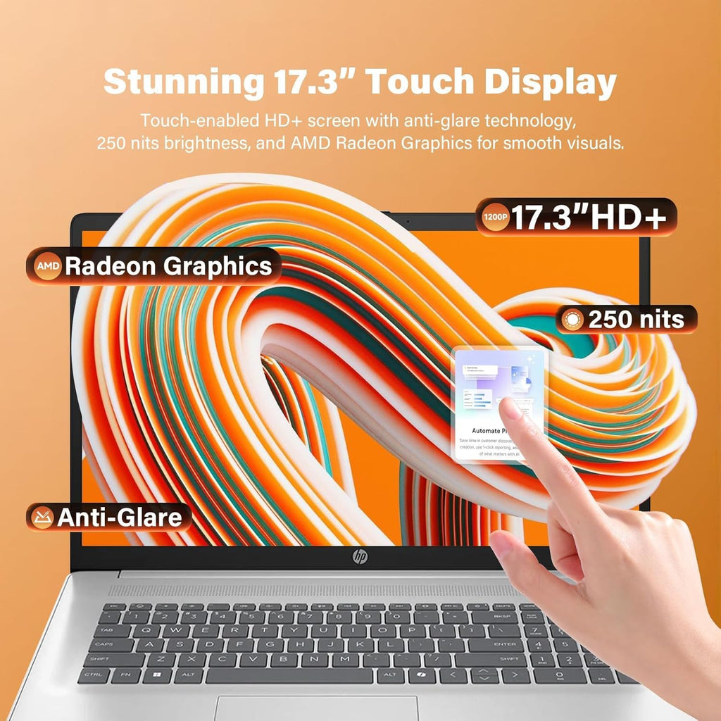 17.3" HD+ Touchscreen Laptop, AMD Ryzen 5, 16GB RAM 1TB SSD, Silver Y807500