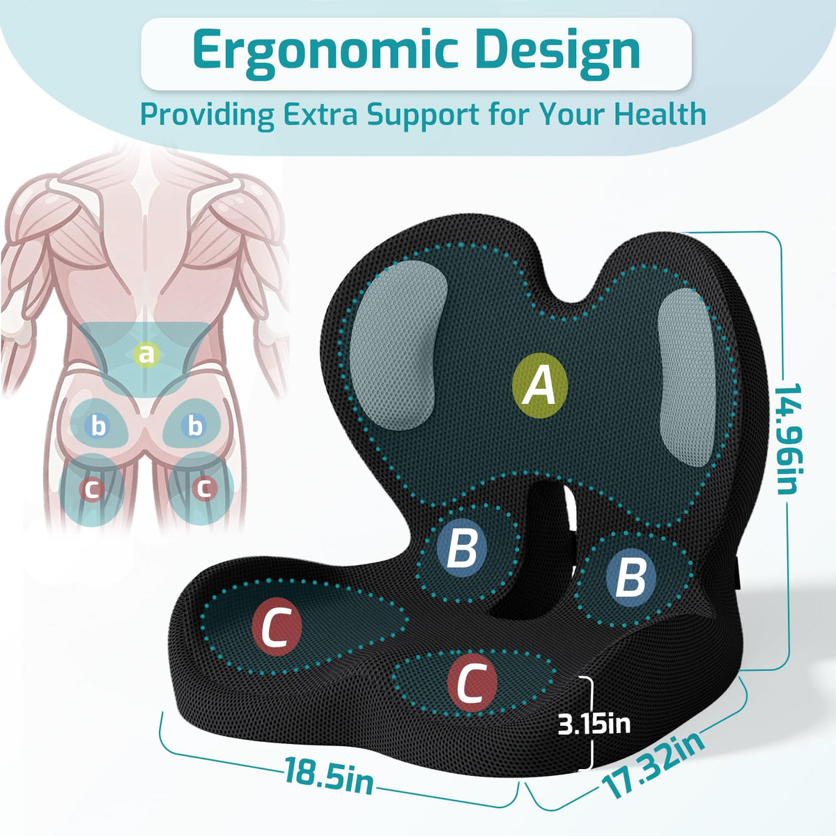 Ergonomic Seat Cushion & Lumbar Support Pillow B782352