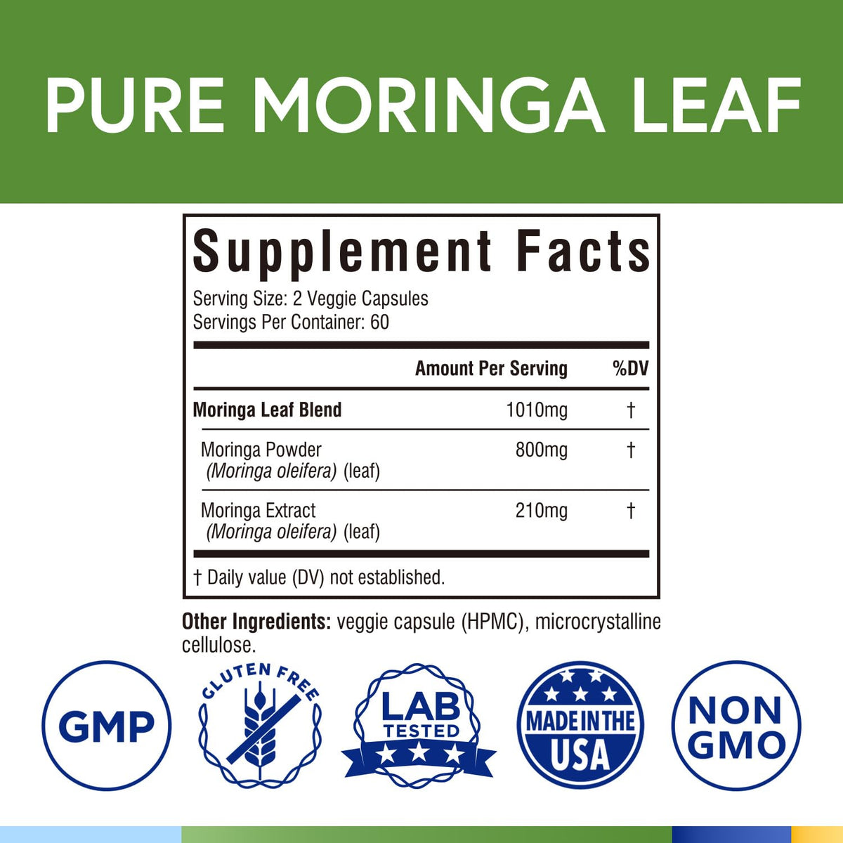 Moringa Oleifera Leaf Powder 120 Vegan Caps C92640