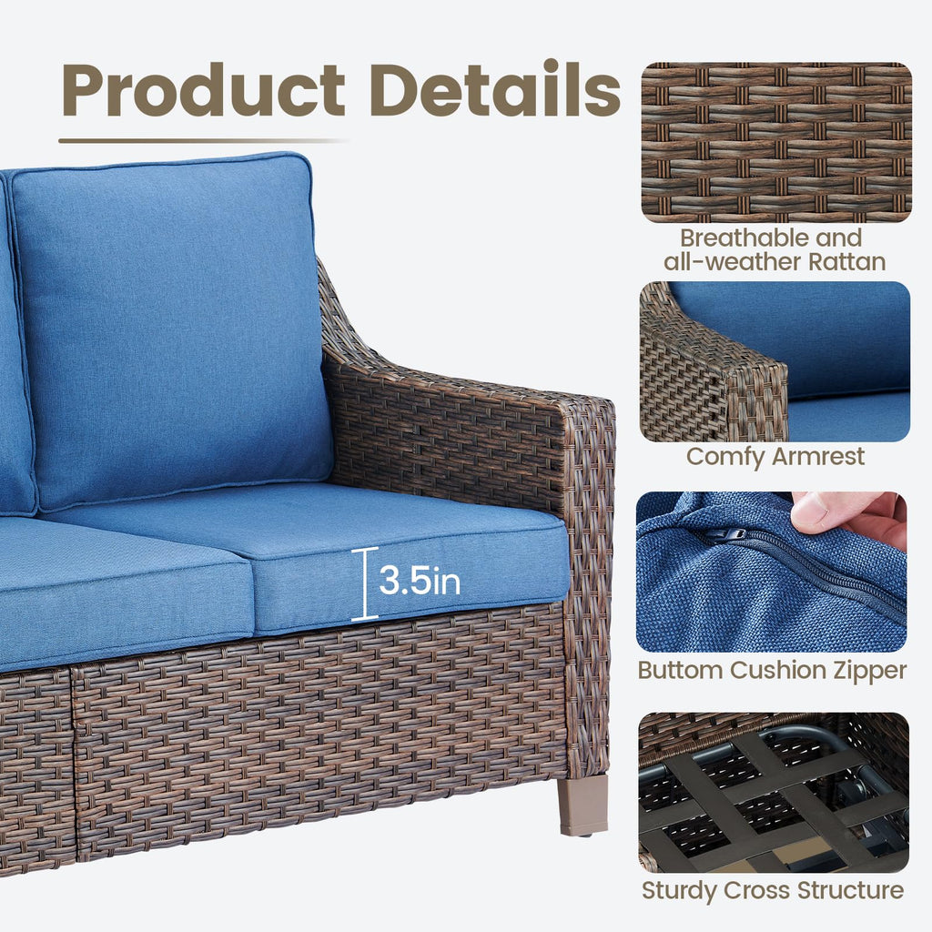 Brown PE Wicker Outdoor Sofa J493418