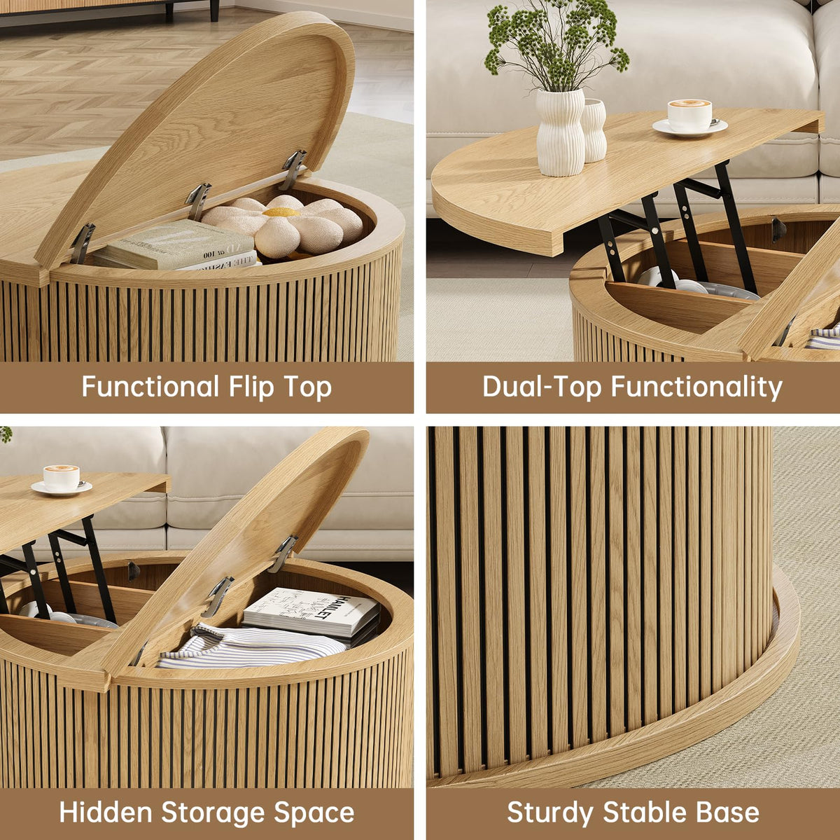 Round Lift Top Coffee Table with Storage J257406