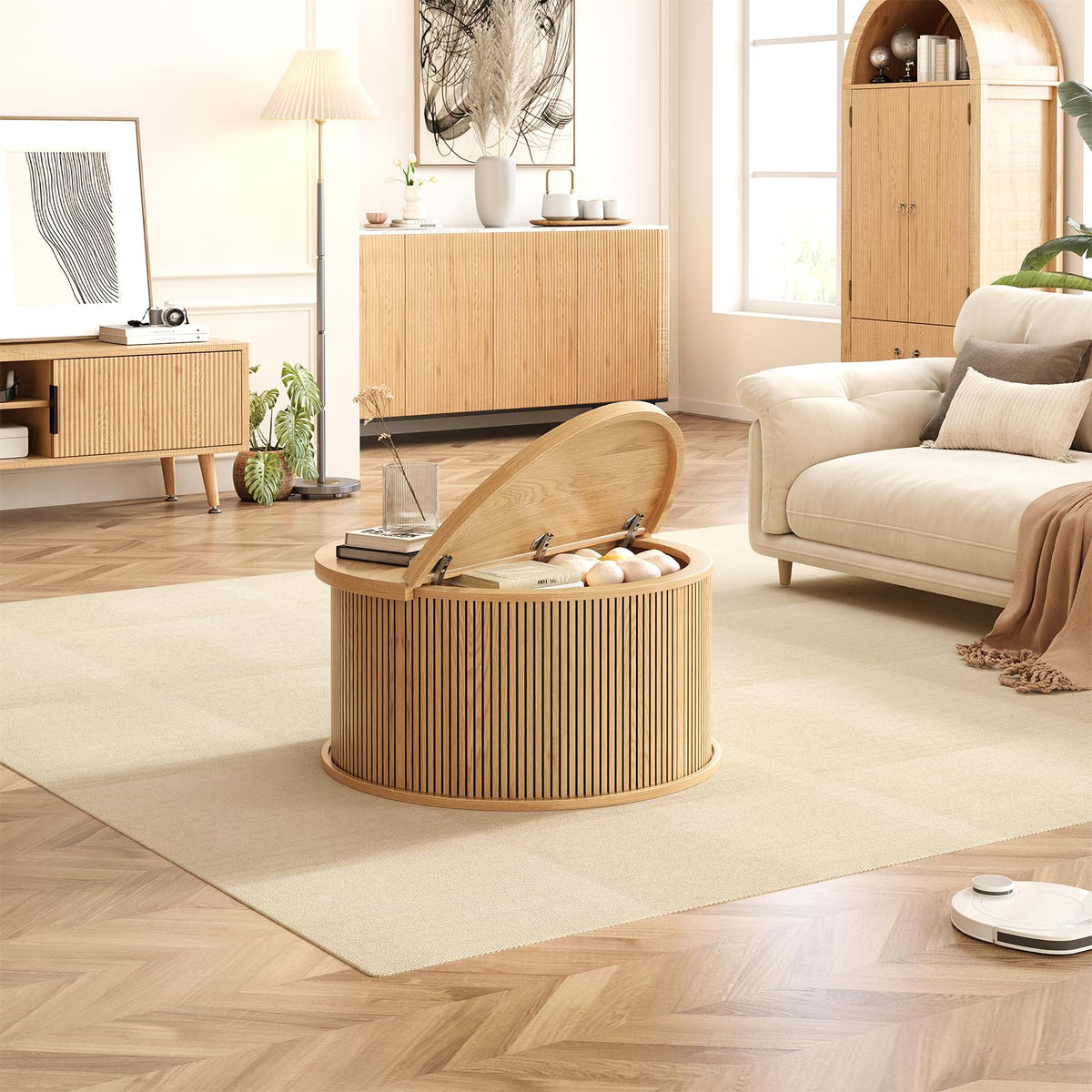 Round Lift Top Coffee Table with Storage J257406
