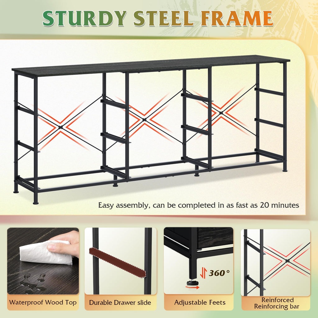 Black 9 Drawer Wood Dresser TV Stand V7775