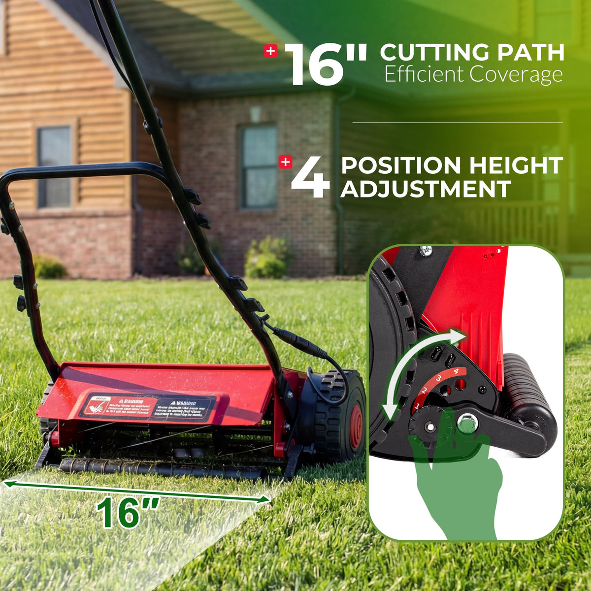 16-Inch Cordless Electric Reel Lawn Mower with 2 Batteries E655831