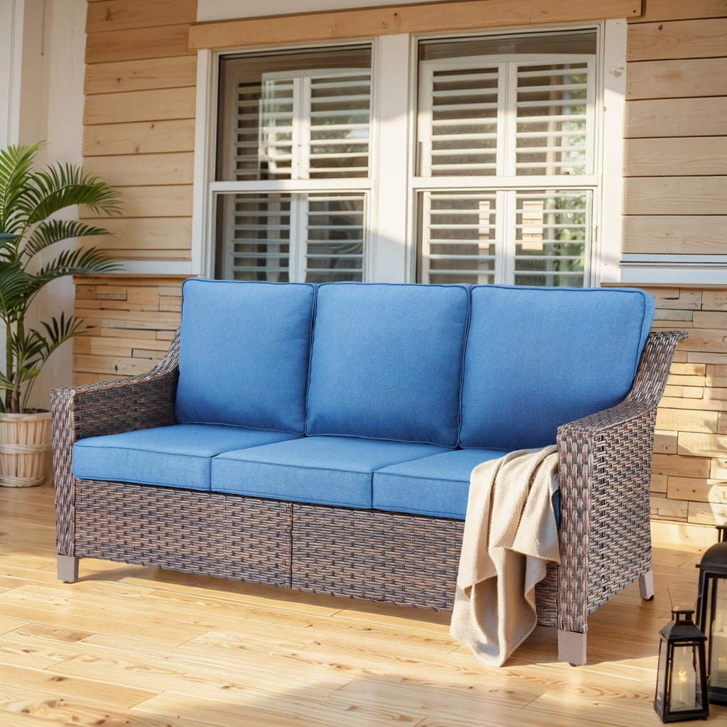 Brown PE Wicker Outdoor Sofa J493418