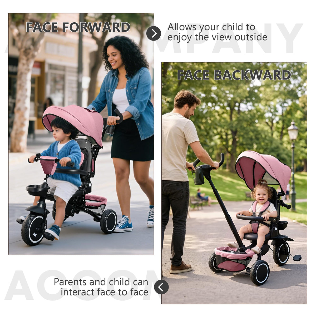 8 in 1 Toddler Tricycle with Push Handle U7549