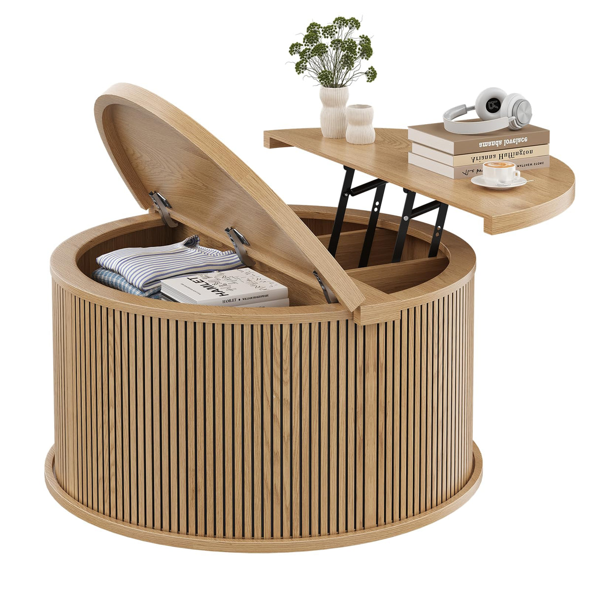 Round Lift Top Coffee Table with Storage J257406