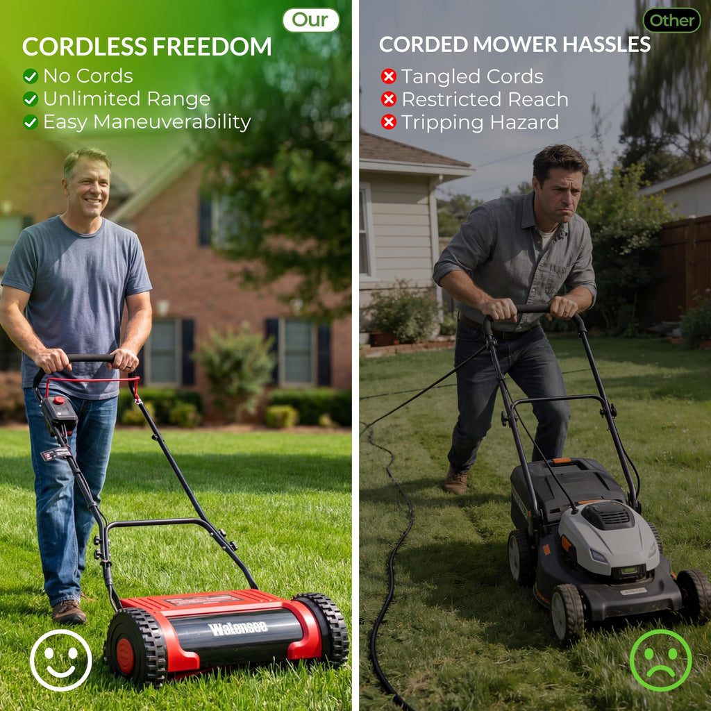16-Inch Cordless Electric Reel Lawn Mower with 2 Batteries E655831