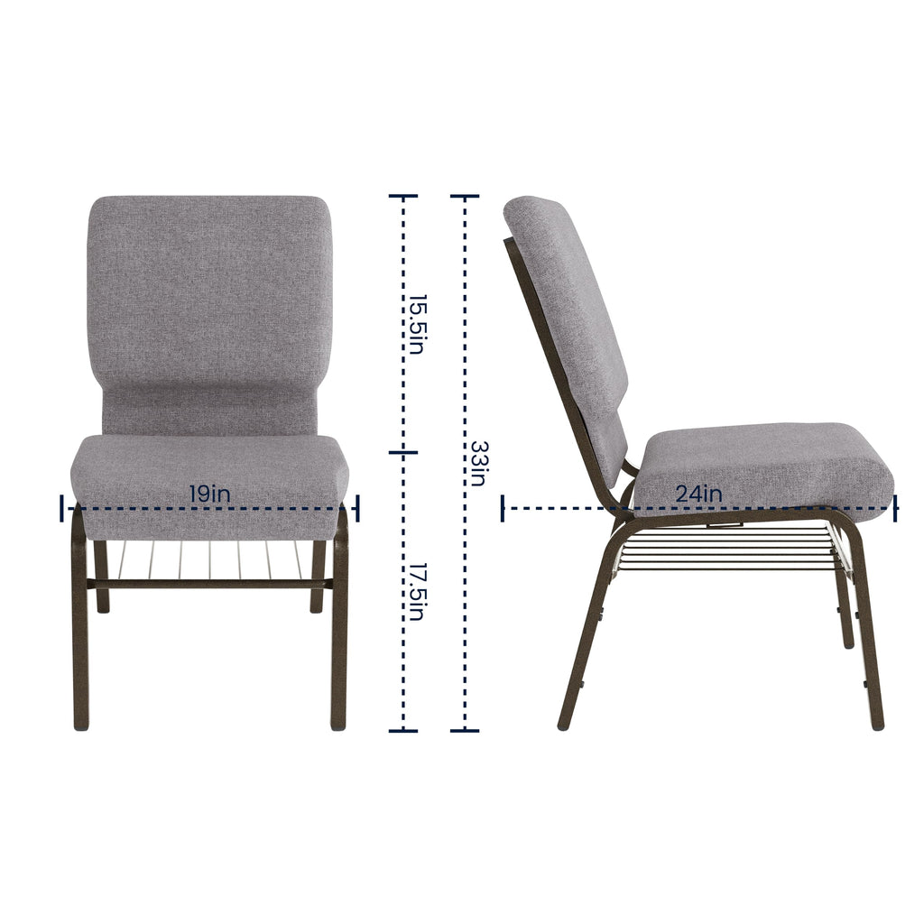 Gray Fabric Church Chair K732089