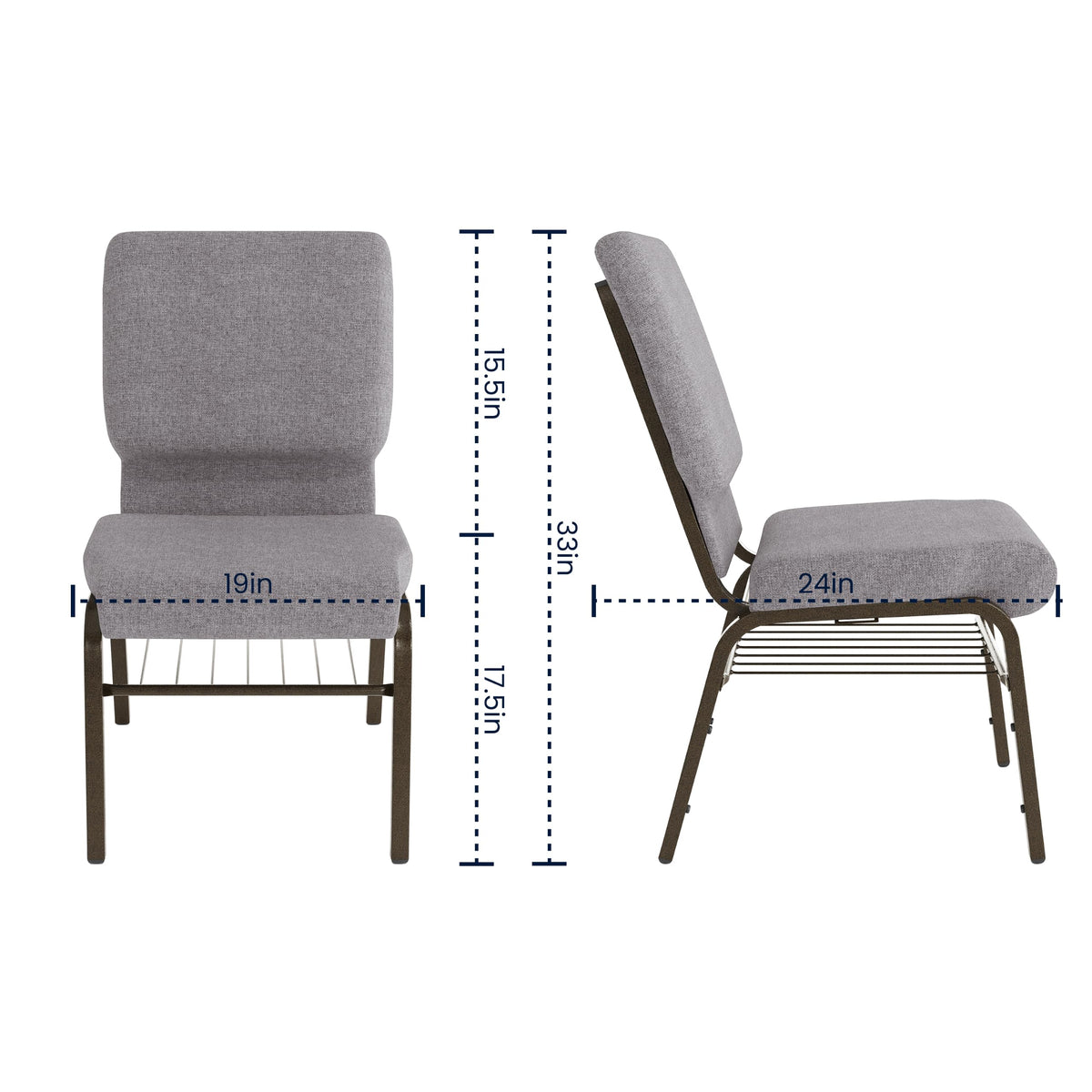 Gray Fabric Church Chair K732089