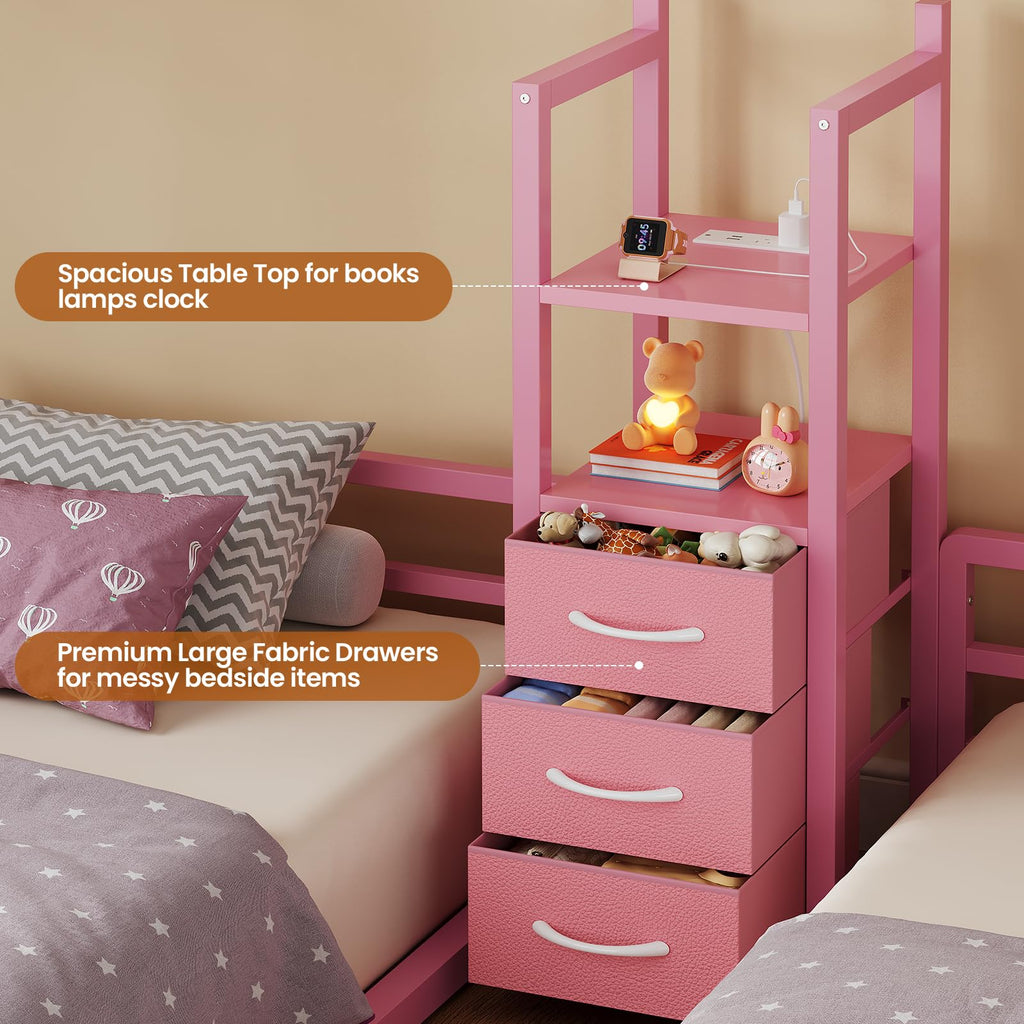 Triple Bunk Bed Twin Over Twin with Storage O95500