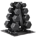 Rubber Coated Hex Dumbbell Weight Set with Rack H281