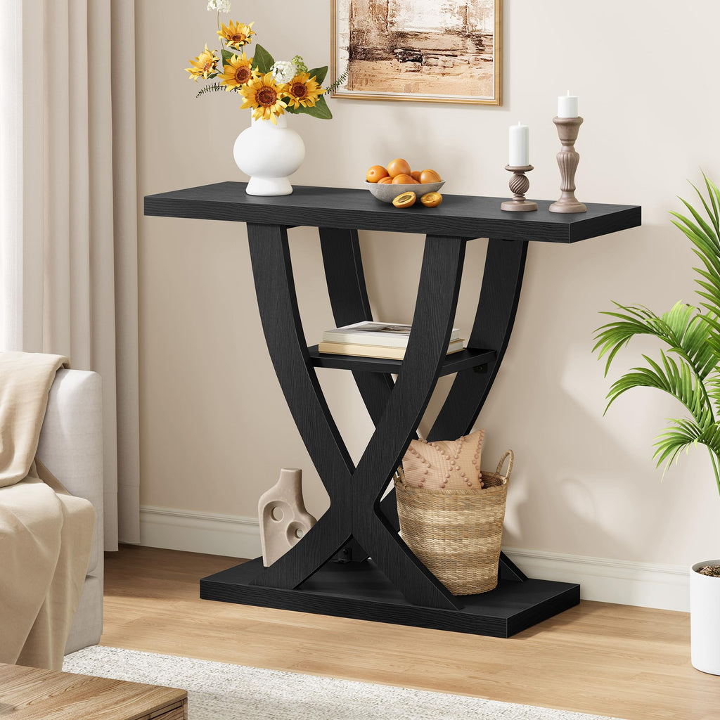 31.5" 3 Tier Black Console Table D666103