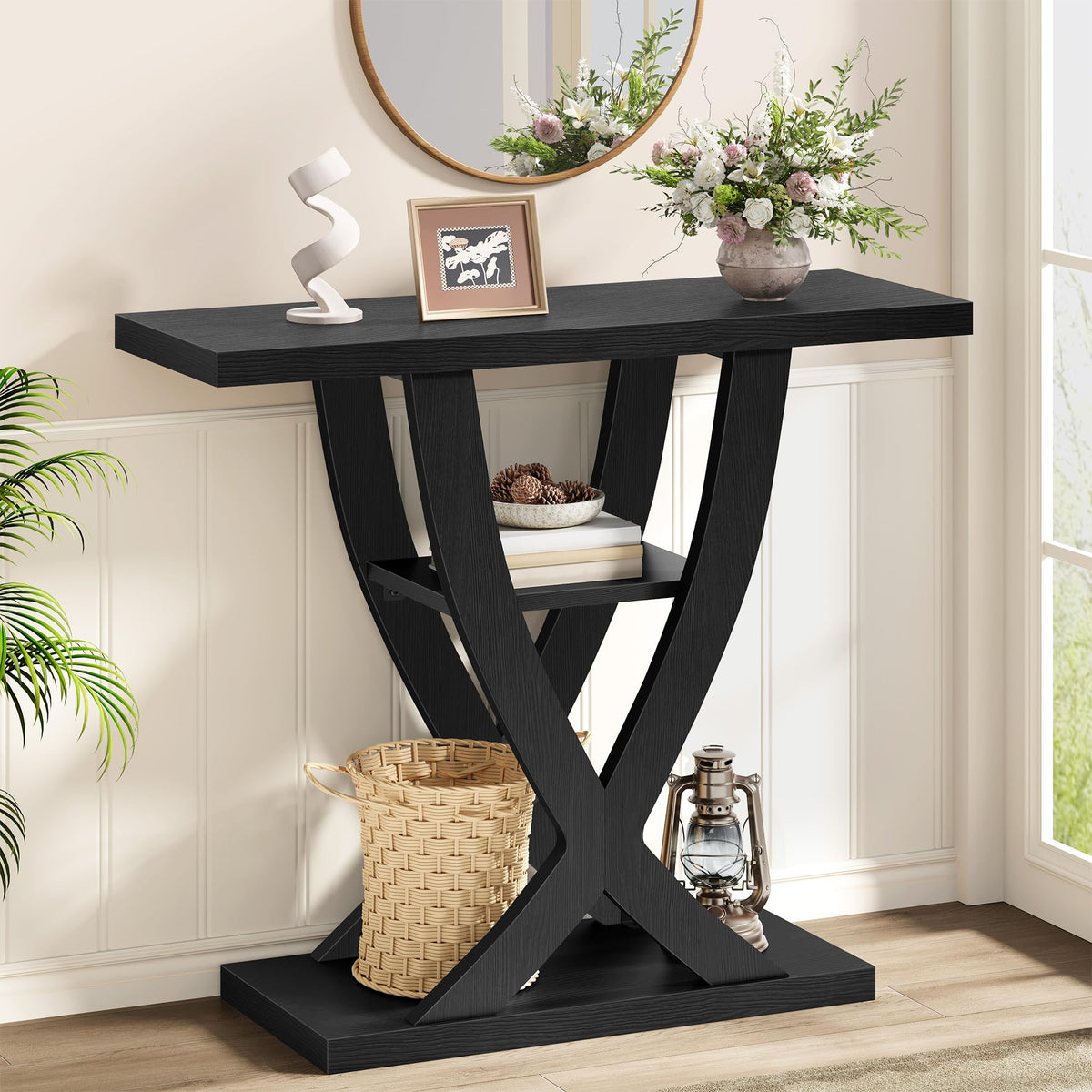 31.5" 3 Tier Black Console Table D666103