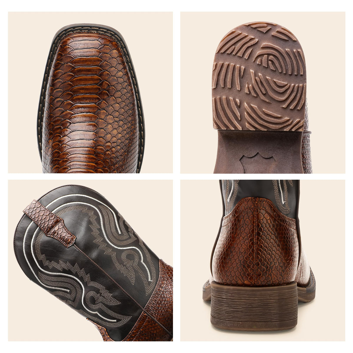 Faux Snake Skin Western Boots with Embroidery F541